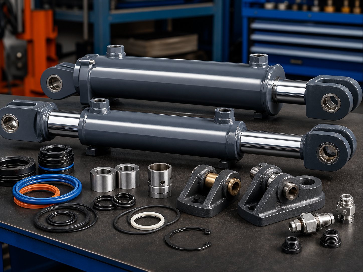 Hydraulic cylinders and repair components